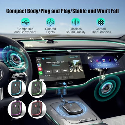 Wireless CarPlay Adapter for iPhone,Convert Wired to Apple Car Play Wireless Adapter, Plug and Play, with 60CM Extension Cable USB & Type-C, Connection Stable No Delay - style: Carbon fiber panels