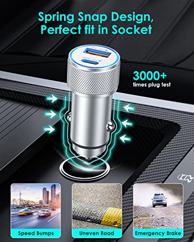 iPhone Fast Car Charger,[Apple Certfied] 38W Dual USB C Car Charger Adapter - color: Silver