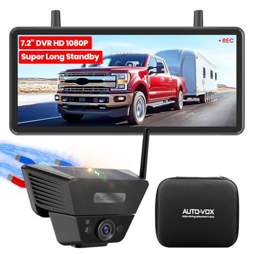 AUTO VOX Wireless Backup Camera Solar Magnetic, 7.2" DVR 1080P Monitor - size: 7.2" Single Cam