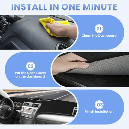 Sunsdrew Black Dash Cover for 2007-2011 Toyota Camry Dashboard Cover Mat - size: 07-11 Toyota Camry Dash Cover