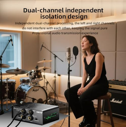 XLR-BOX Dual Channel Audio Noise Isolator/Buzz Canceller Does Not Affect Bass，Aluminum Housing Grounding Loop Noise RCA Isolator, Suitable for HiFi Stereo Home Theater Car Audio Players RCA/XLR/6.35