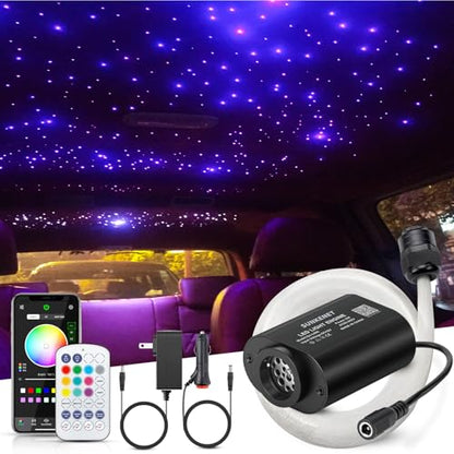 6W Mini Size Twinkle 150pcs*0.03in*6.5ft Starlight Headliner Kit, Star Lights for Car with Bluetooth APP/28key Remote Control/Music Effect, RGBW Fiber Optic Lights for Home Ceiling - size: 150pcs*0.03in*6.5ft