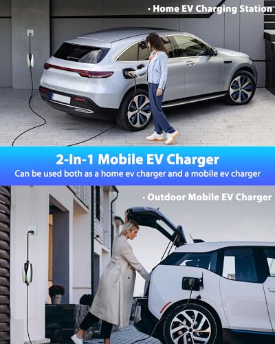 SEGUMA Level 1/2 EV Charger 16Amp Electric Car Charger for J1772 BEVs/PHEVs - color: Silver