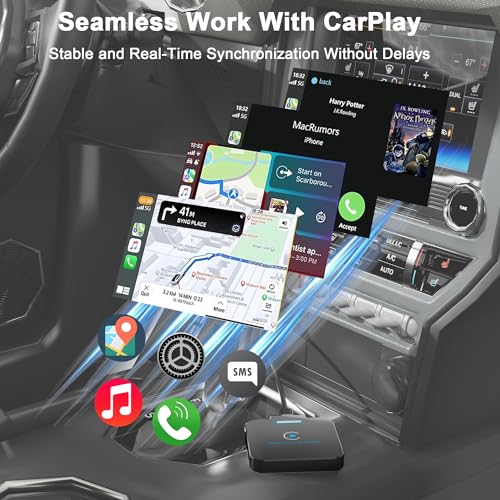 Wireless CarPlay Adapter for Apple - Convert Wired to Wireless, Plug & Play Dongle for iPhone & Factory Wired Cars - Fit Cars from 2016 and iOS 10+ - style: square