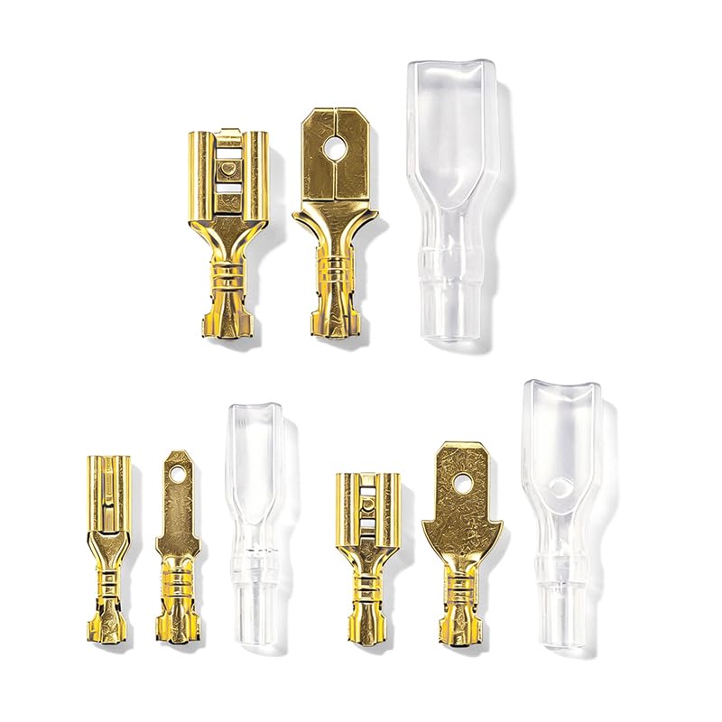 240Pcs Male and Female Wire Spade Connector Assortment Kit, Crimp Terminal Block with Insulating Sleeve for Car Audio Speaker - 2.8mm 4.8mm 6.3mm