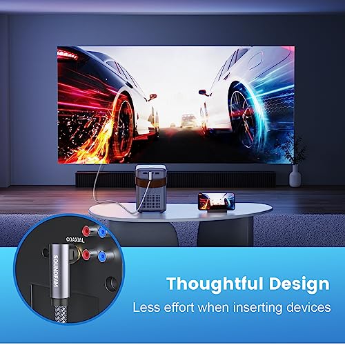 Dual 90 Degree Subwoofer Cable Double Right Angle RCA Cable [24K Gold-Plated,Hi-Fi Sound] for Home Theater,Subwoofer,Hi-Fi Systems-Grey (26ft/8M) - size: 26ft/8M, style: 90 Degree RCA to 90 Degree RCA