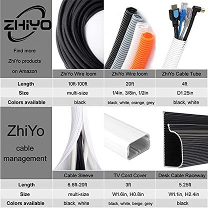 20FT 1/4in Wire Loom Split Tubing Auto Wire Conduit Flexible Cover White - color: White, size: 20FT 1/4"