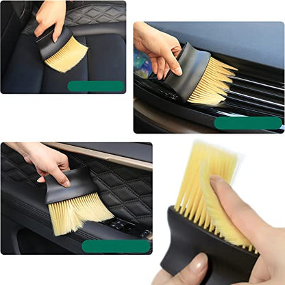 Car Interior Dust Brush, Ultra-Soft Scratch-Free Detailing Duster with High-Density Bristles, Ergonomic Dash Cleaning Tool for Air Vents, Center Console, Leather Seats & Keyboards (Yellow)