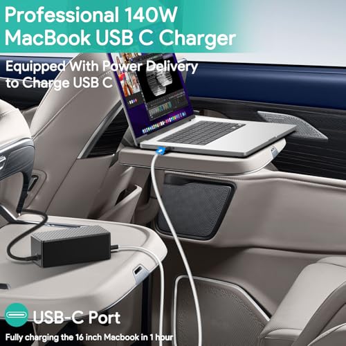 HKY 140W 135W 130W 100W 95W 90W USB-C Laptop Car Charger PD3.1 12V-24V DC Adapter for MacBook Pro 16" /MacBook Air,Dell XPS/Latitude/Precision/Chromebook,Lenovo,HP,Asus,Toshiba/Steam Deck/Tablet/Phone