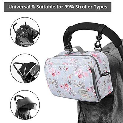 GOGOSO Baby Stroller Organizer Bag with Insulated Pocket, Universal Fit Most Strollers, Space for Diapers, Wipes & Toys, Flowers - color: flower