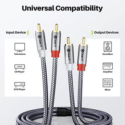 GEARit RCA Cables 3.3ft, RCA Cables Car Audio with Dual Shielding & Gold-Plated Connectors, RCA Cable for Subwoofer Cable, Hi-Fi System, Amplifier, Active Speakers, Gaming Consoles (Pack of 4) - size: 3.3 Feet (Pack of 4)