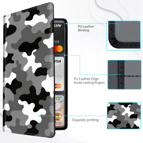Car Registration & Insurance Card Holder Wallet, Camouflage Pattern Vehicle Document Folio for Glove Box, Auto License & ID Storage Case, Slim Multi-Slot Car Paper Organizer - color: Black White Gray Camouflage