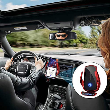 Wireless Car Charger Mount Automotive Electric Induction 15W Fast Charging Auto Clamping Car Phone Holder Mount Wireless Charging Mount Air Vent Phone Holde Compatible with All Android (Red) - color: Red
