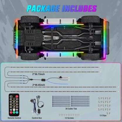 Nilight 4PCS Aluminum Dream Color LED Underglow Strip Lights APP & Remote - color: 4Pcs Aluminum Underglow Strip Lights Dream Color