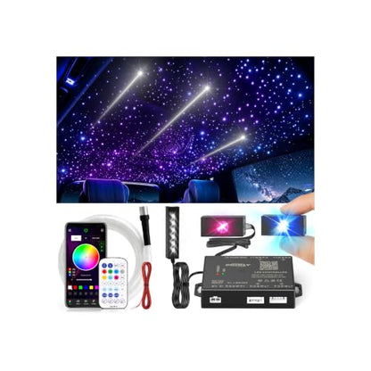 CHINLY 600Pcs Split Starlight Headliner Kit, 2 Light Heads 0.02in 4.92ft+Meteor RGBW Star Lights for Car, 16W Starlight Kit APP/Remote Control, Flexible Wiring for Car Roof Ceiling - size: Meteor+600pcs*0.02in*4.92ft
