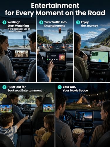 Wireless Carplay Adapter - Magic AI Box CarPlay Android Auto Wireless, Dual Wi-Fi & BT USB Playback, AI-Powered, OTA, Video Box for YouTube, Netflix, CB4CT-BK - color: Piano Black