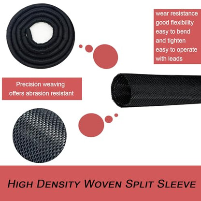 Braided Split Wire Loom Cable Management Cord Cover Harness Protective Tubing Auto Wiring Wrap Sleeve Black Mesh Woven 3/8"-24ft - size: 3/8"-24ft