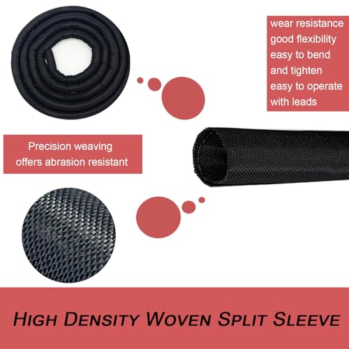 Split Mesh Cord Sleeve Loom Tubing Cable Cover Braided Cable Management Auto Protective Wire Harness Wrap Self Wrapping Woven 1"-16ft - size: 1"-16ft
