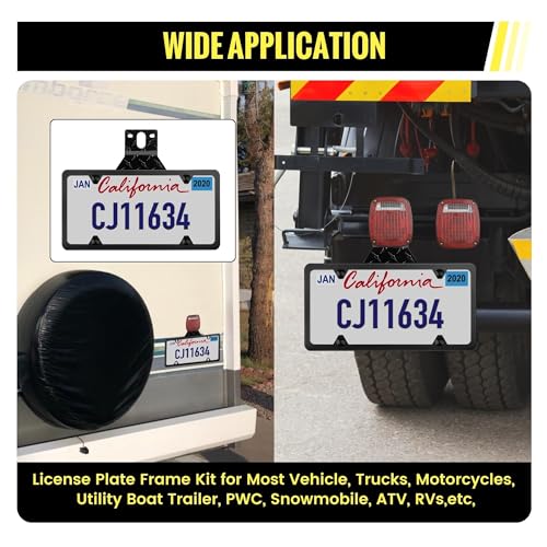 Oyviny Trailer License Plate Bracket Holder Frame Kit for Boat ATV UTV RVs Trucks Utility Trailer, Universal Stainless Steel Car Tag Frame Trailer Light Bracket with Mounting Hardwares