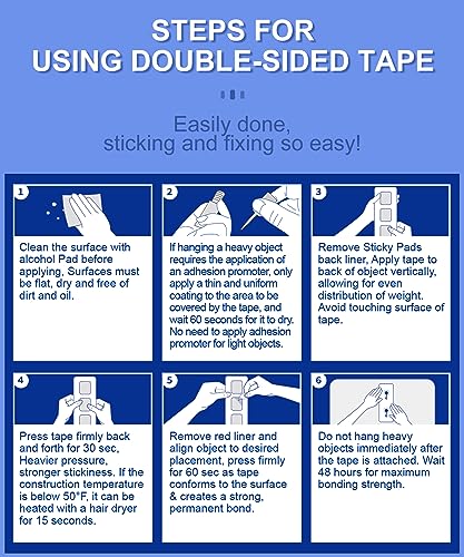 PHIXBEAR Double Sided Tape Heat Resistant Heavy Duty, 24 Pcs Adhesive Pads - size: 24Pcs Rect 1.97"1.57"