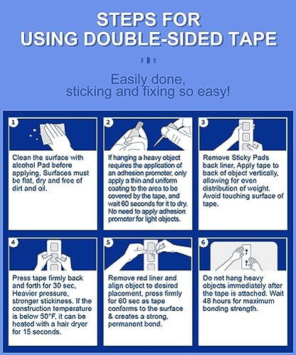 PHIXBEAR Double Sided Tape Heat Resistant Heavy Duty, 24 Pcs Adhesive Pads - size: 24Pcs Rect 1.97"1.57"