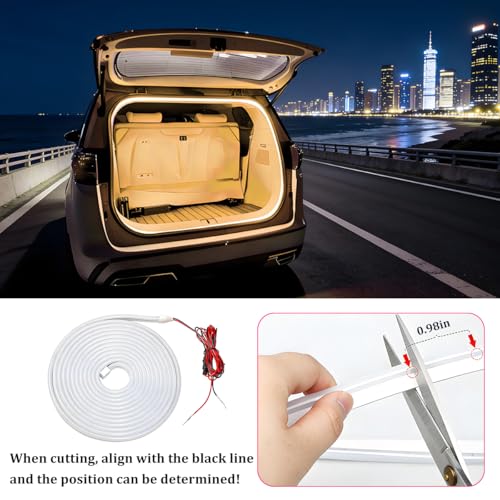Car Trunk LED Strip Lights, 4M Dynamic Flowing Vehicle Trunk Ambient Strip Light, Flexible Waterproof Auto Neon Lighting Accessories, Universal for SUV Truck Motorcycle (Warm White) - color: Warm White