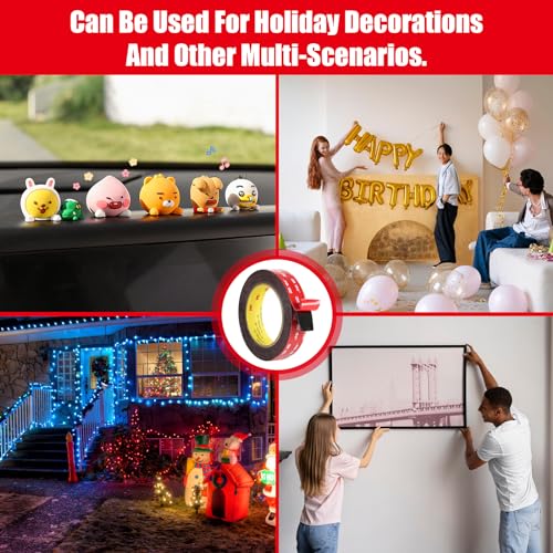 Double Sided Tape Heavy Duty, Waterproof Mounting Foam Tape, 16.5ft Length, 3.54in Width, High Temperature Resistant Adhesive Tape for Car, LED Strip Light, Office Decor, Uses VHB 5952 Raw Material - size: 3.54in x 16.5ft