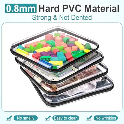 Sanwuta 6 Clear Hard Zipper Case, Black, 13.78 x 11.81 x 2 Inch - color: Black, size: 13.78 x 11.81 x 2 Inch