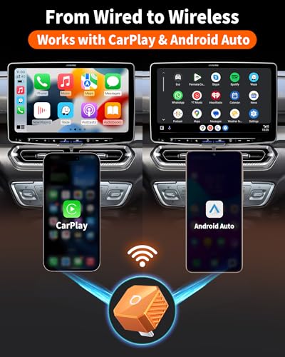 OTTOCAST Mini Pot 2-in-1 Wireless CarPlay & Android Auto Adapter (USB-C) - color: Orange 1 (USB-C)