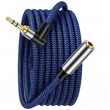 3.5mm Male to Female Extension Stereo Audio Extension Cable 6FT, Cotton-Braided Audio Extension Cable 6ft, Stereo Jack Cord for Phones, Headphones, Speakers, Tablets, PCs and More - size: 6FT