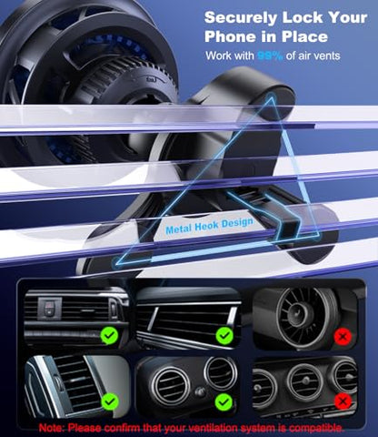 for MagSafe Car Mount Charger with Cooling Fan, 25W Fast Charging Magnetic Wireless Car Charger, Dashboard & Air Vent Phone Holder for iPhone 17 Pro Max Air 16 15 14 13 12, Galaxy S25-S26