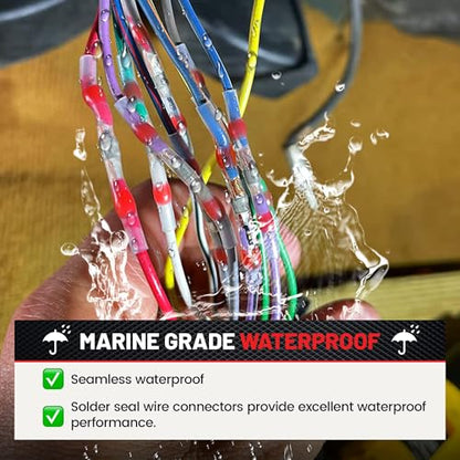 RED WOLF Solder Seal Wire Connector Kit 250 PCS Electrical Heat Shrink Butt Connector for Marine Automotive Boat Truck Home Waterproof Electronics Insulated Splice Joint Wire Terminals