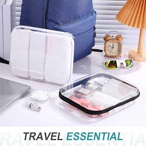 Hoolerry 4 Pcs Hard Clear Zipper Case, Clear, 9.8 x 7.9 x 2 in, Bicolor - color: Black and White, size: 9.8 x 7.9 x 2 in
