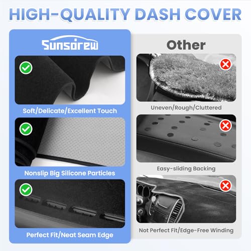 Sunsdrew Black Dash Cover for 2007 2008 2009 2010 2011 2012 Nissan Altima - size: 07-12 Nissan Altima Dash Cover