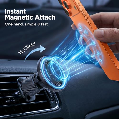 Miracase Car Phone Holder for Magsafe [Strong Magnets] Magnetic Phone Holders for Your Car, 360°Adjustable Air Vent Hands Free GPS Navigation Mount Cradle Fit iPhone 17-12 & All Smartphones, Black - color: Dark Black