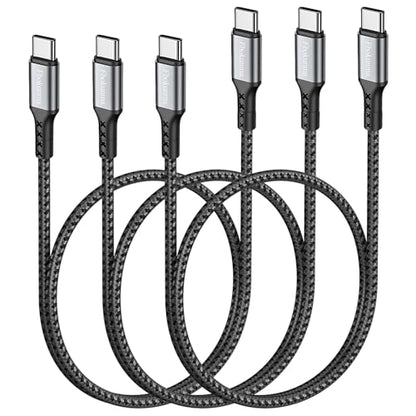 50.8cm(20인치) 짧은 USB C to USB C 케이블, 3팩 1.6피트 65W 충전기 케이블 PD 고속 충전 타입 C to 타입 C 코드 브레이디드 삼성 갤럭시 S23 S22 S21, 노트 20/10 울트라, 아이패드 프로, 보조 배터리용 - size: 1.6피트