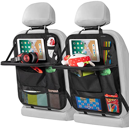 LUCMO Car Backseat Organizer with Foldable Tablet Holder, Black - color: Black-3, size: 2 Pack with Food Tray