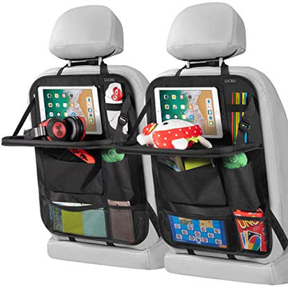 LUCMO Car Backseat Organizer with Foldable Tablet Holder, Black - color: Black-3, size: 2 Pack with Food Tray