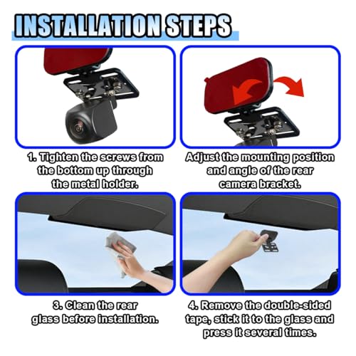 Car Rear Camera Holder, Adjustable Vehicle Backup Camera Mount, Strong Adhesive Dash Cam Rear Camera Rear Windshield Bracket for Car, SUV, RV, Truck (1 Set) - size: 1 SET