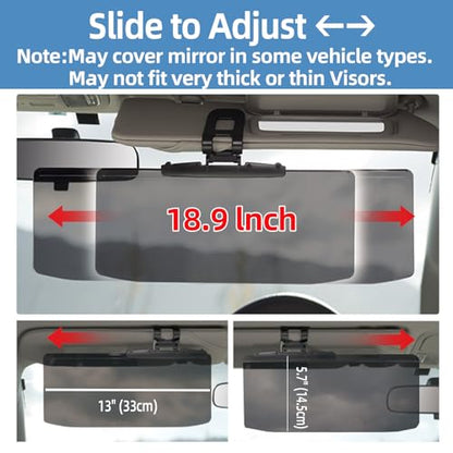 Sun Visor Extender – Sun Blocker for Car – Anti Glare Non-Polarized Car Visor Extender – Glare Guard Car Visor Extension for Night Driving, Universal Angle Adjustable UV 400 Protector