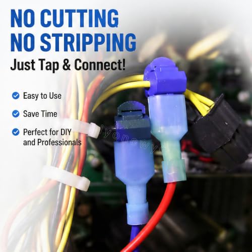 Quick Splice T Tap Wire Connectors for Wiring Self Stripping Disconnect Electrical Connect Assortment Kit 22 20 18 16 14 Gauge Car Speaker Taps Insulated Terminal (120Pcs) lkelyonewy