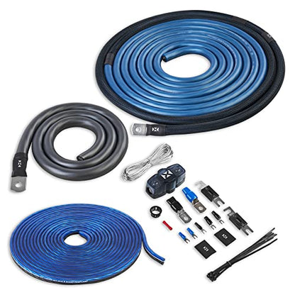 NVX XAPK0 1/0 Gauge OFC Amplifier Wiring Kit | 100% Oxygen-Free Copper Power & Speaker Wire | Supports Up to 4000W | Tinned OFC, ANL/Mini-ANL Fuse Holder, Pre-Terminated Terminals - size: 1/0 Gauge | Power Kit
