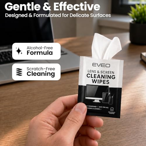 EVEO Screen Wipes - Electronic Wipes, Computer Screen Cleaner Wipes for Electronics | Computer Screen Wipes Phone Wipes & Lens Wipes for PC, Laptop, Phone, Car & More - Microfiber Included (50 Pack) - size: 50 Pack