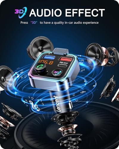 LENCENT Bluetooth 5.3 FM Transmitter, Wireless Radio Adapter Car Kit - size: Colorful-48W