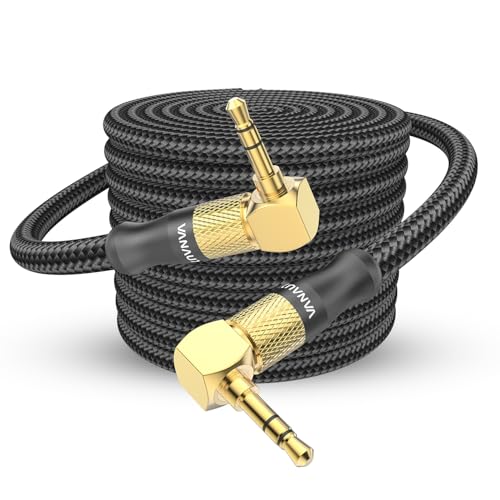 VANAUX 90 Degree Right Angle Aux Cable Male to Male 3.5mm Audio Cable Stereo Aux Cord Compatible with Laptop, Smartphone, Music Player,Tablets,Speakers (16.5feet/5m) - size: 16.5 ft
