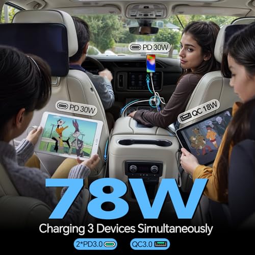 acegoo 78W 12V USB Outlet, 3 Port Fast Charging Aluminum Car USB C Charger - color: 1 Pcs