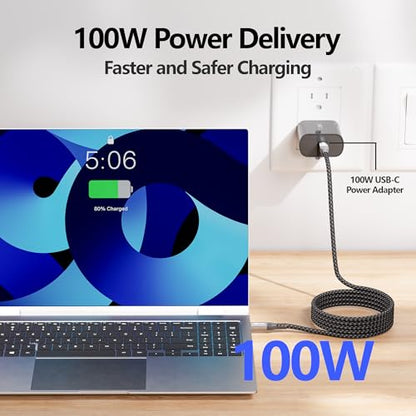 4-Pack(2FT+3.3FT+6.6FT+10FT) USB-c Cables,20Gbps Data Charging Cable,100W USB 3.2 Gen 2 High Speed, 4K Video Monitor Cord, USBC Display Cable Compatible with Thunderbolt 4/3 - size: 2FT+3.3FT+6.6FT+10FT