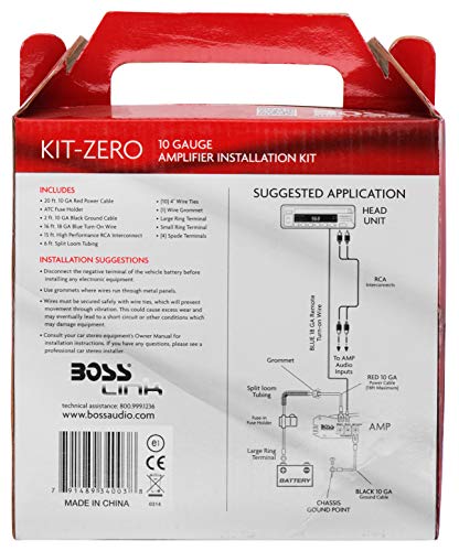 BOSS Audio Systems KIT-ZERO 10 Gauge Car Amplifier Install Wiring Kit - Makes Connections and Brings Power to Your Radio, Subwoofers and Speakers - style: 10 Gauge
