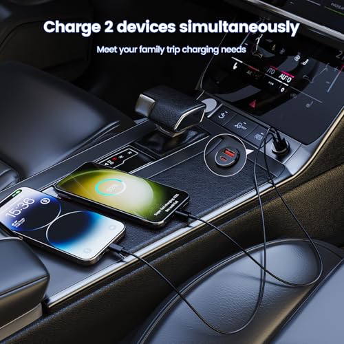 MOSWAG Car Charger, Invisible Cigarette Lighter USB Adapter [All Metal & Mini], 2 Port Car Adapter, QC3.0 Dual Port Cigarette Lighter for iPhone 17 16 Samsung S25 Ultra Piexl 10 and More (Pack of 3) - size: 3 Pack