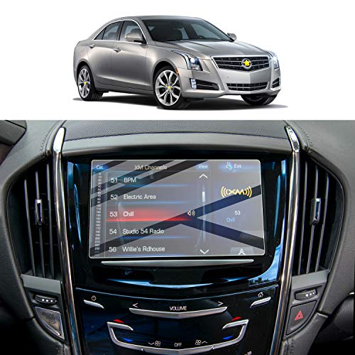 Screen Protector Foils for 2013-2019 Cadillac ATS SRX CUE infotainment interface 8In Navigation Display Tempered Glass 9H Hardness Anti Glare HD Clear LCD GPS Touch Screen Protective Film - color: 2013-2019 ATS SRX 8In